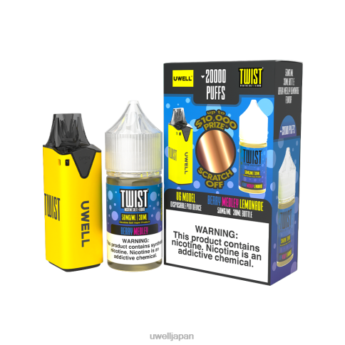 UWELL V6 使い捨てデバイス + パパの蒸気 30ml ジュース - コラボバンドル | UWELL Vape Flavours clr：イエロー/flv：ベリーメドレーレモネード 50mg J0X2T216
